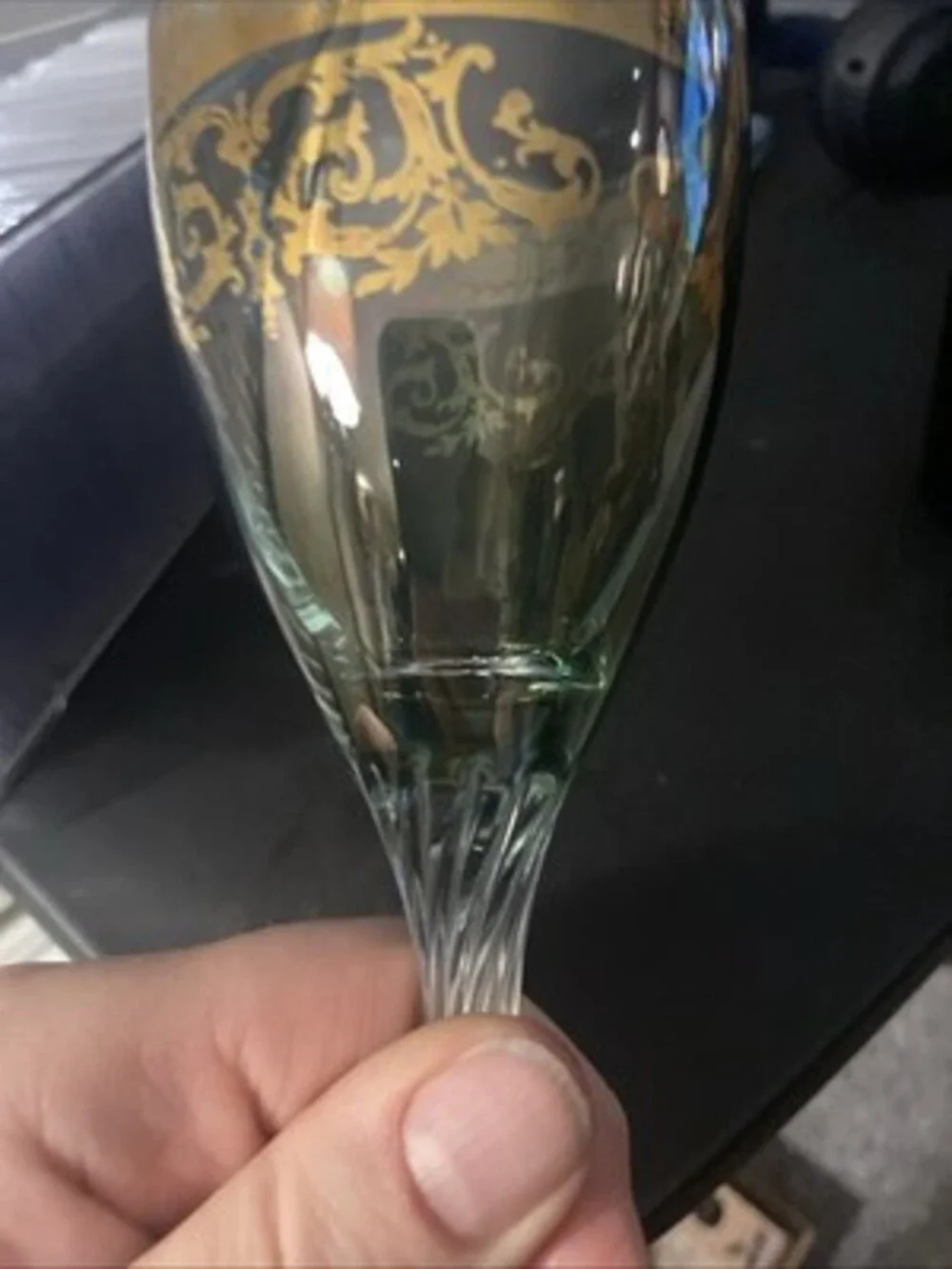 Murano Crystal Romanian Wine Goblet Vintage, Hand Painted.